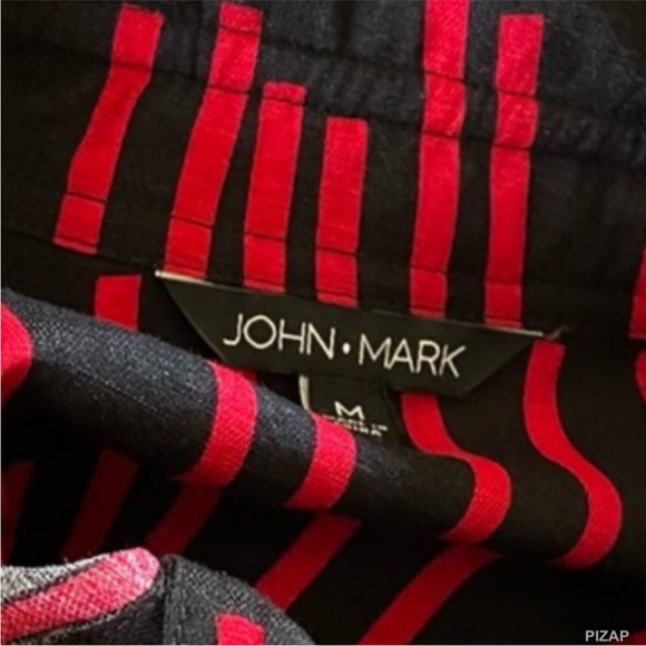 JOHN MARK RED BLACK TOP JACKET BUTTON FRONT FLARED SLEEVES VALENTINE’S DAY- Sz M - Picture 4 of 10